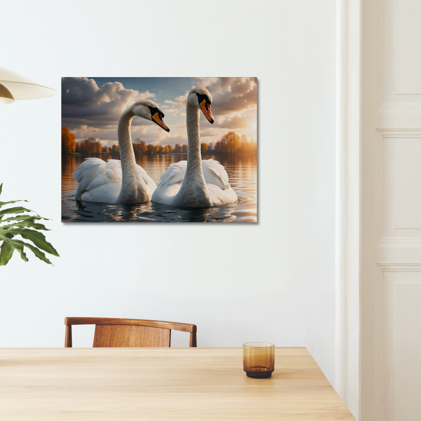 Two Sunset Swans Canvas