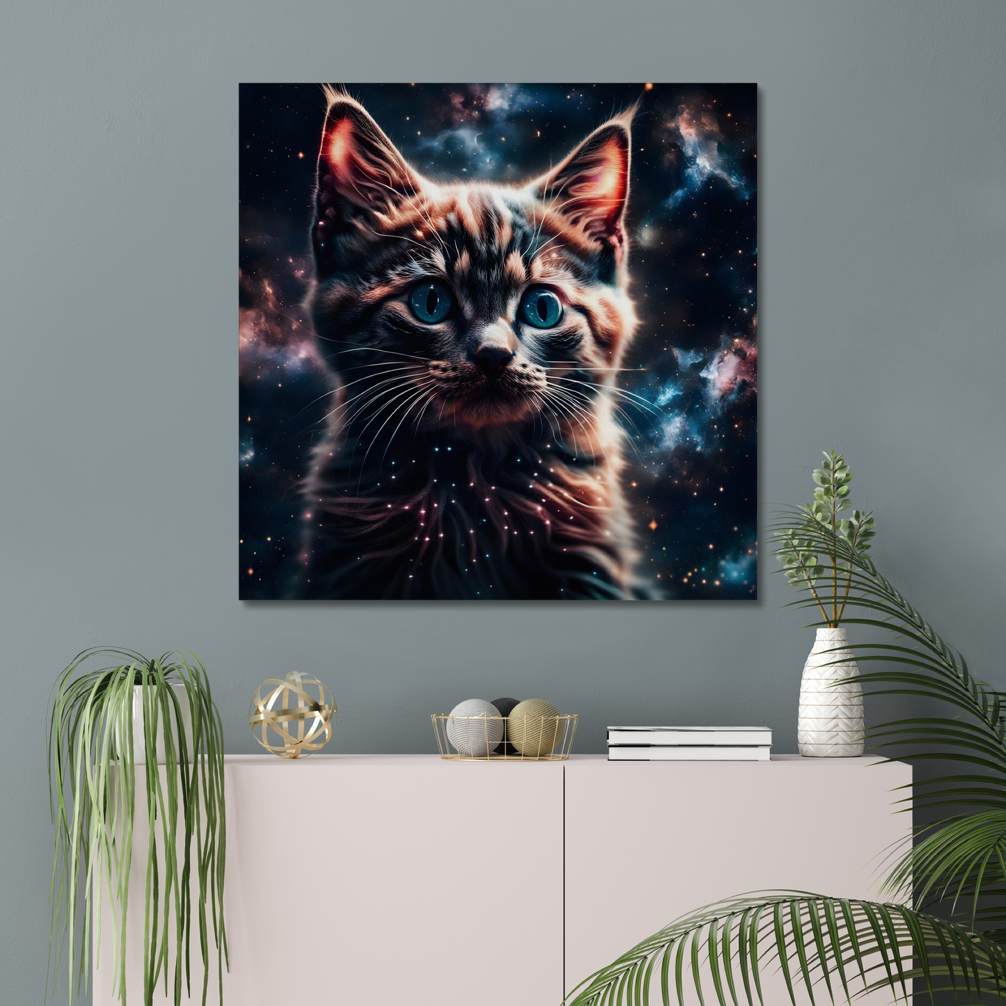 Kitten made of Galaxies Canvas