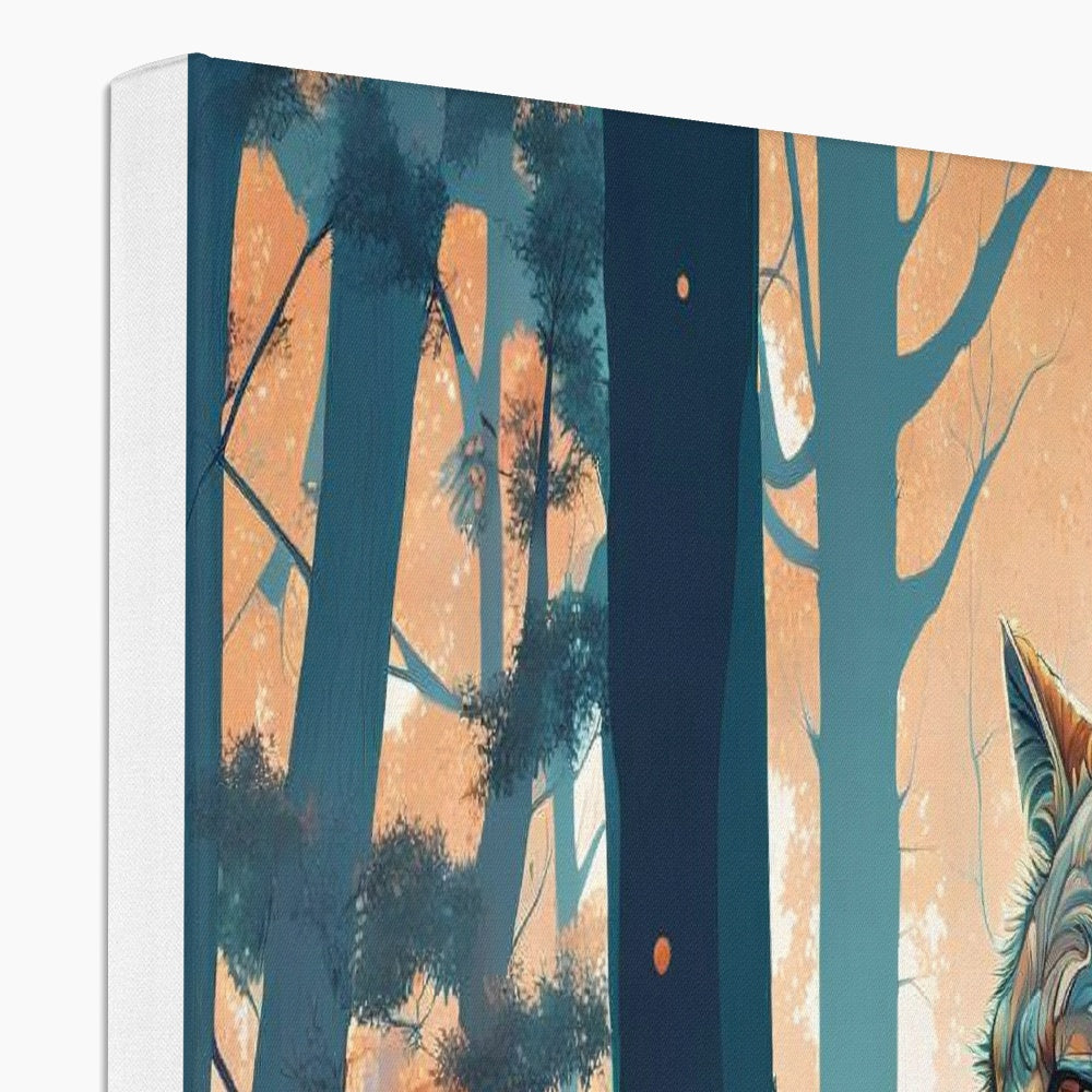 Artistic wolf in woods Canvas